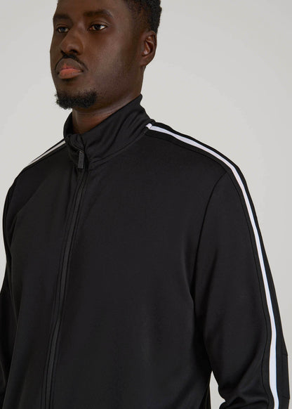 American Tall Men Athletic Stripe Jacket for Tall Men in Black-White Stripe