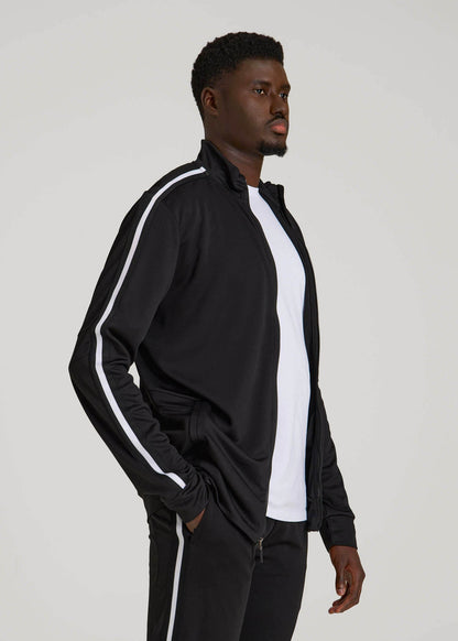 American Tall Men Athletic Stripe Jacket for Tall Men in Black-White Stripe