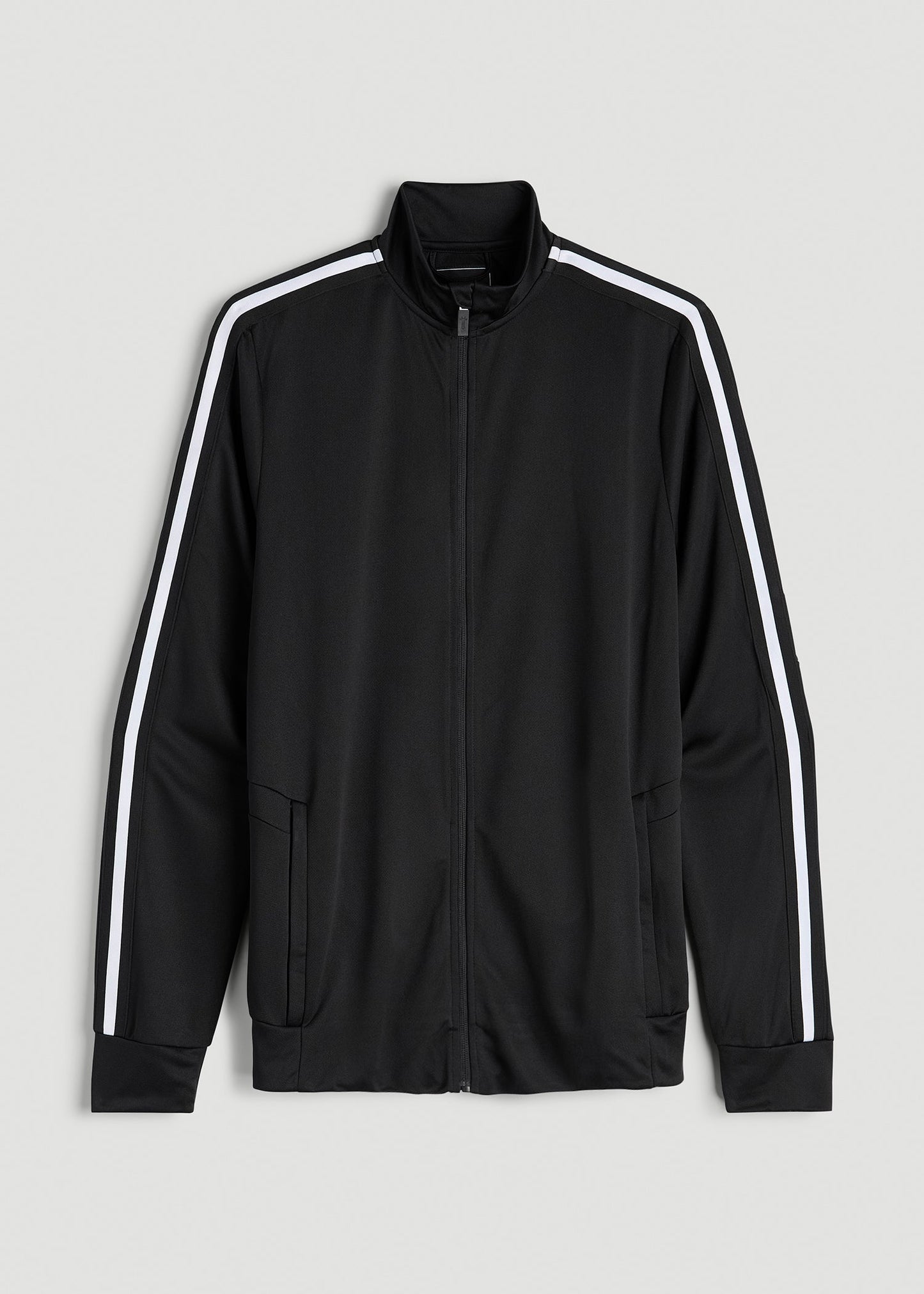 American Tall Men Athletic Stripe Jacket for Tall Men in Black-White Stripe