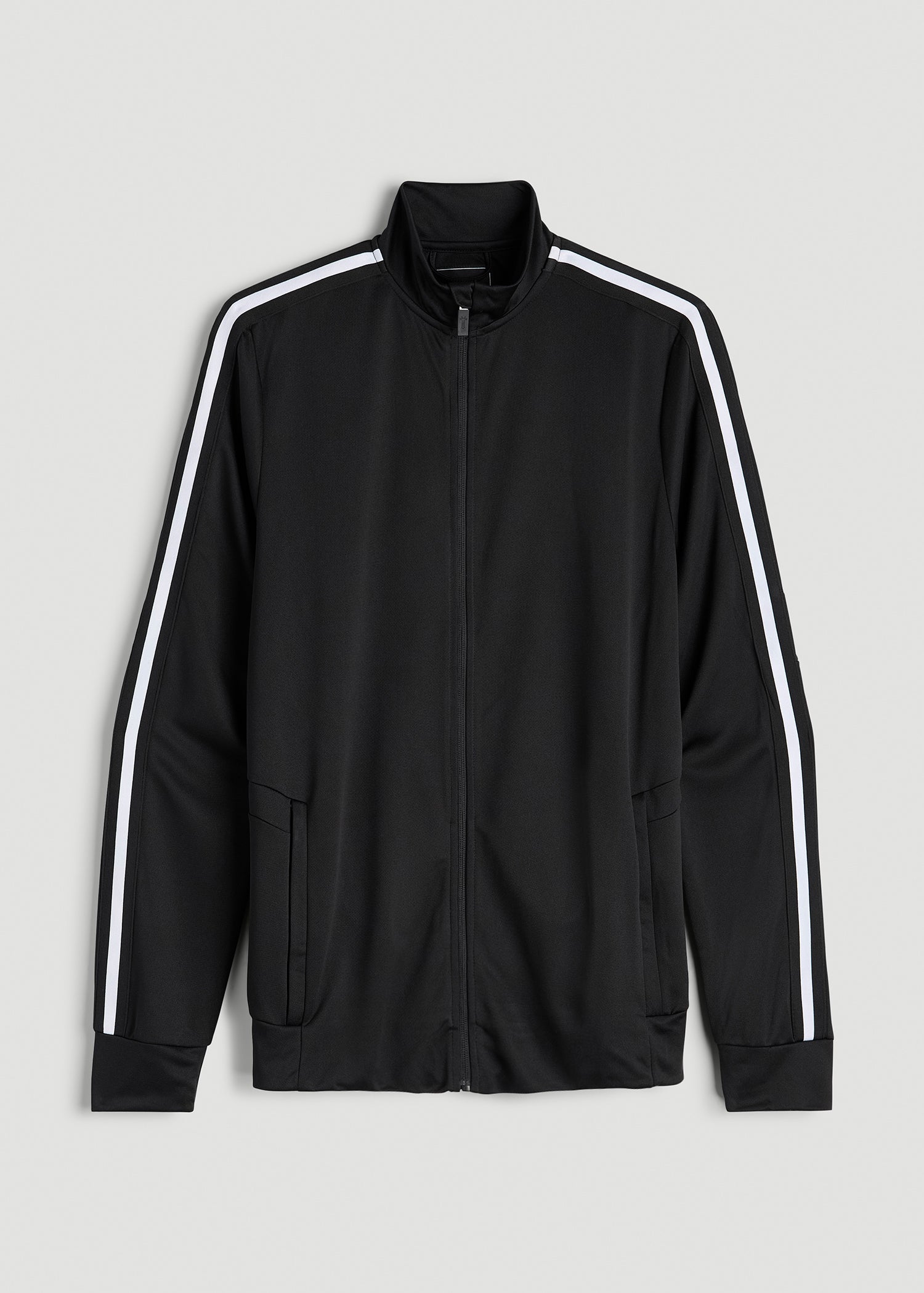 American Tall Men Athletic Stripe Jacket for Tall Men in Black-White Stripe