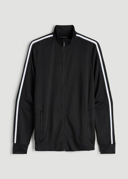 American Tall Men Athletic Stripe Jacket for Tall Men in Black-White Stripe