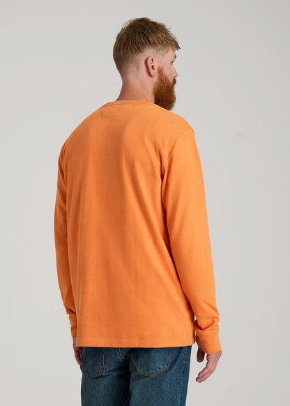 American Tall Men LJ&S Long Sleeve Workwear Pocket Tee for Tall Men in Marmalade