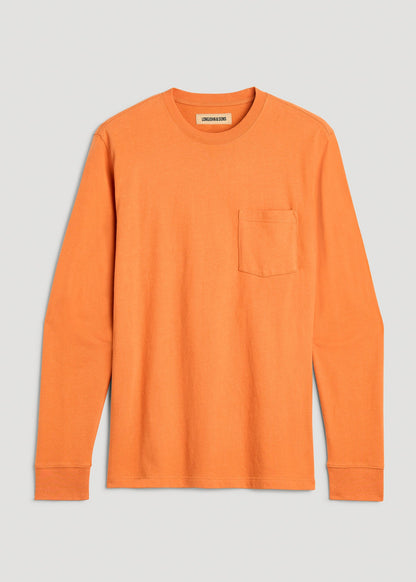 American Tall Men LJ&S Long Sleeve Workwear Pocket Tee for Tall Men in Marmalade