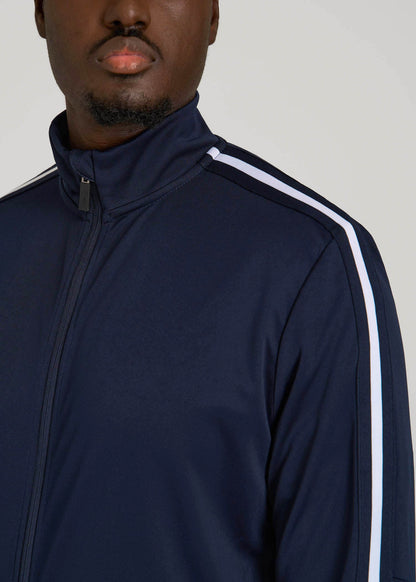 American Tall Men Athletic Stripe Jacket for Tall Men in Navy-White Stripe