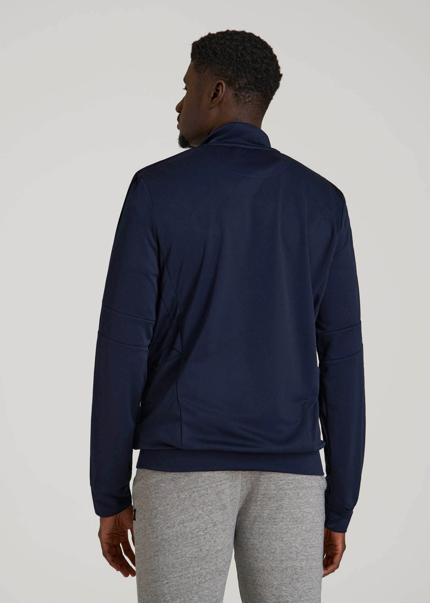 American Tall Men Athletic Stripe Jacket for Tall Men in Navy-White Stripe