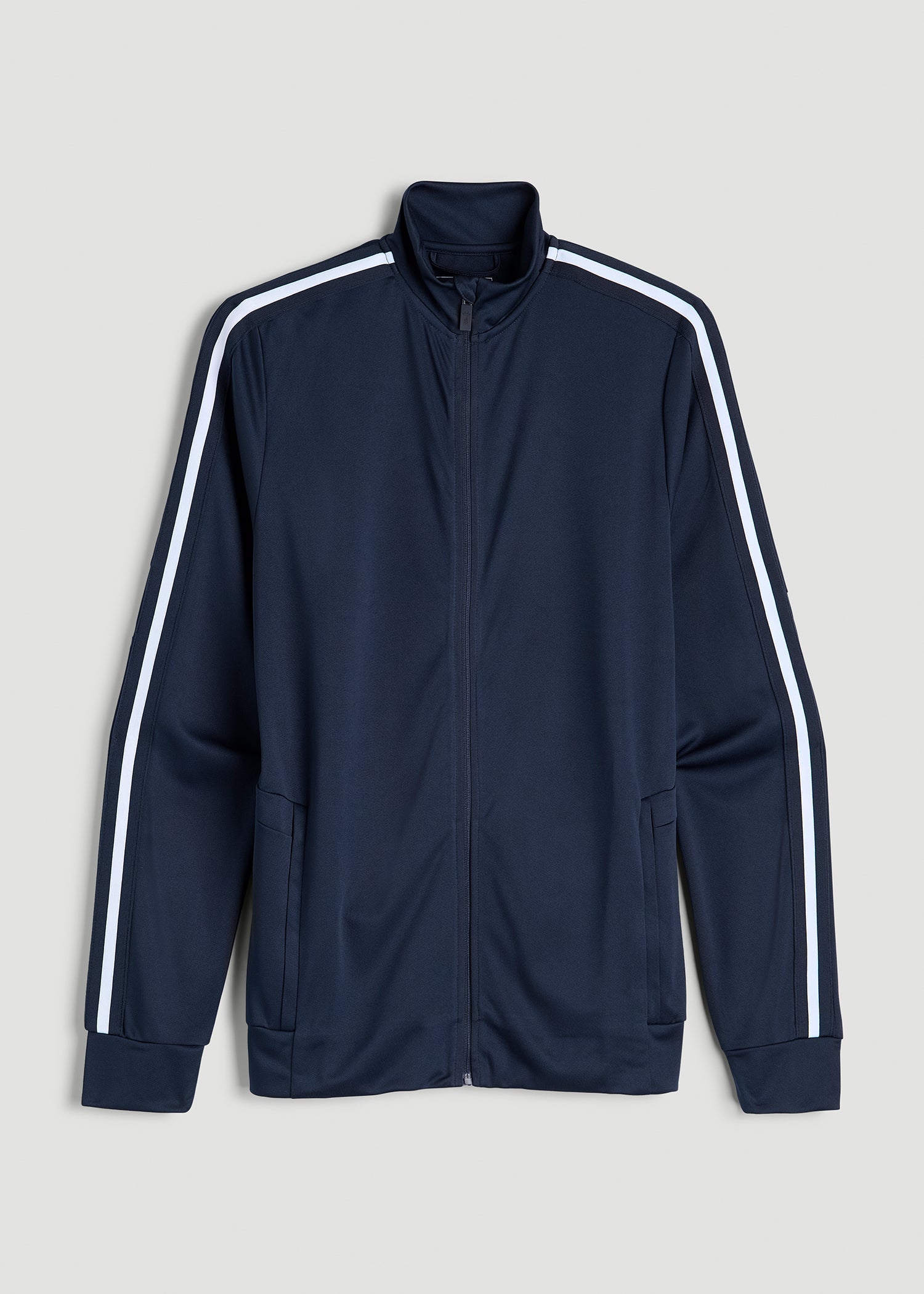 American Tall Men Athletic Stripe Jacket for Tall Men in Navy-White Stripe