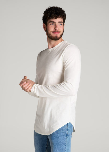 American Tall Men Slub Long Sleeve Scoop Tee for Tall Men in Ecru