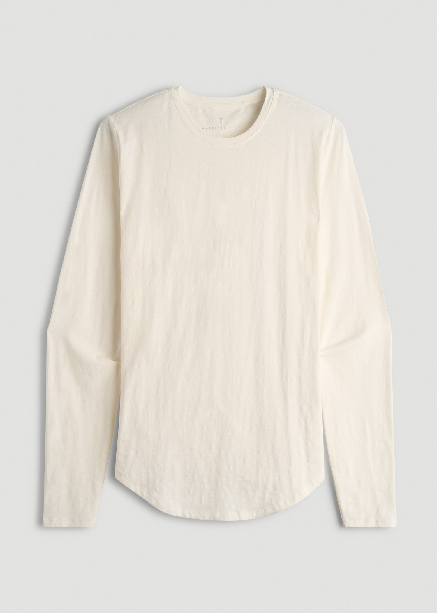 American Tall Men Slub Long Sleeve Scoop Tee for Tall Men in Ecru