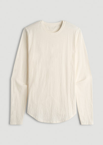 American Tall Men Slub Long Sleeve Scoop Tee for Tall Men in Ecru