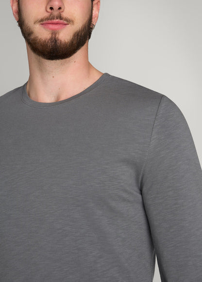 American Tall Men Slub Long Sleeve Scoop Tee for Tall Men in Charcoal