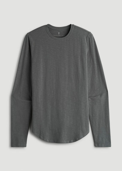 American Tall Men Slub Long Sleeve Scoop Tee for Tall Men in Charcoal