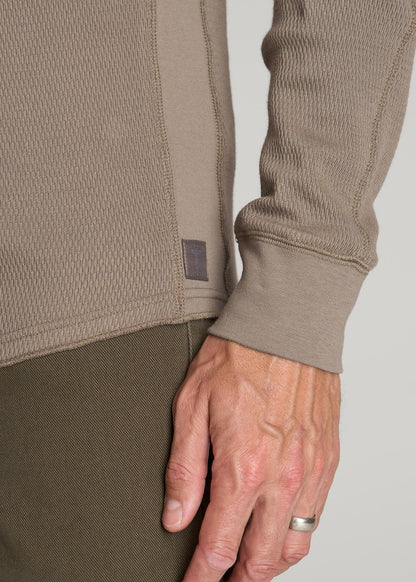 American Tall Men Double Honeycomb Thermal Long-Sleeve Henley Shirt for Tall Men in Dark Sand