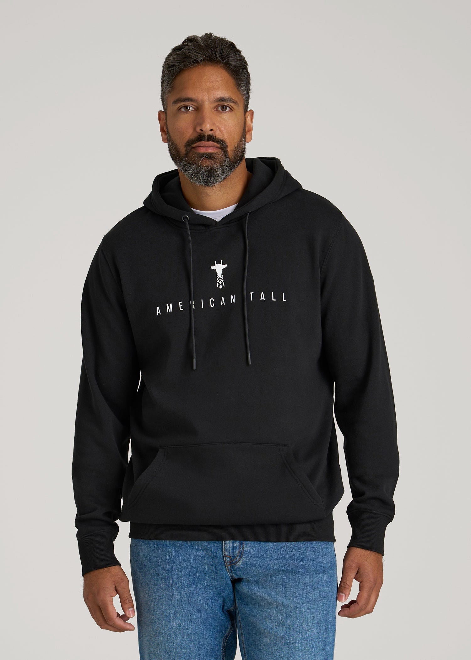 American Tall Men Logo Hoodie for Tall Men in Black