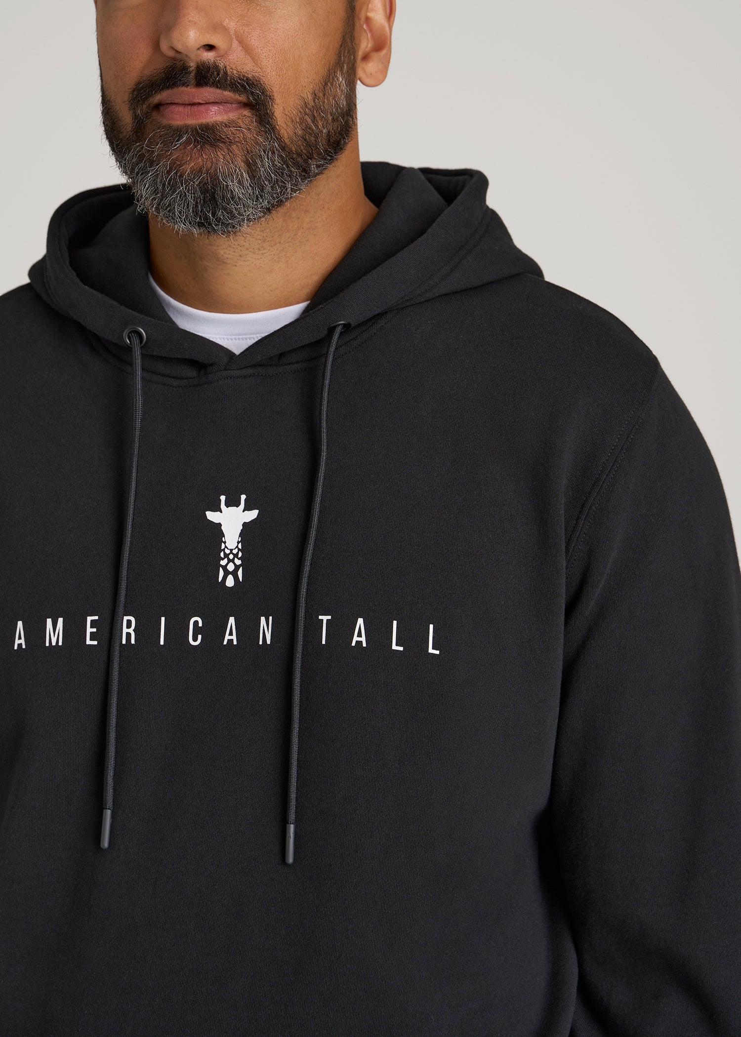 American Tall Men Logo Hoodie for Tall Men in Black