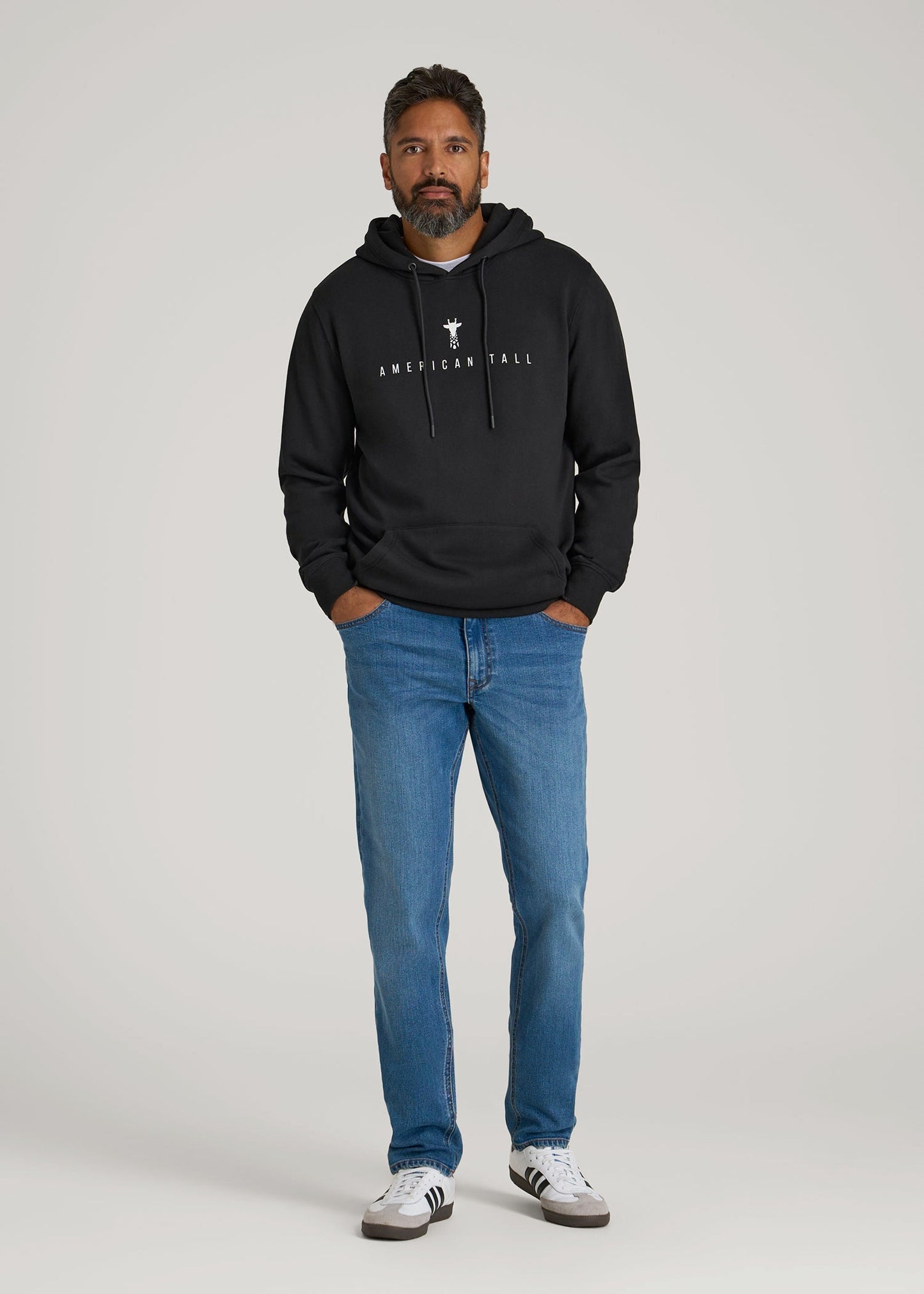 American Tall Men Logo Hoodie for Tall Men in Black