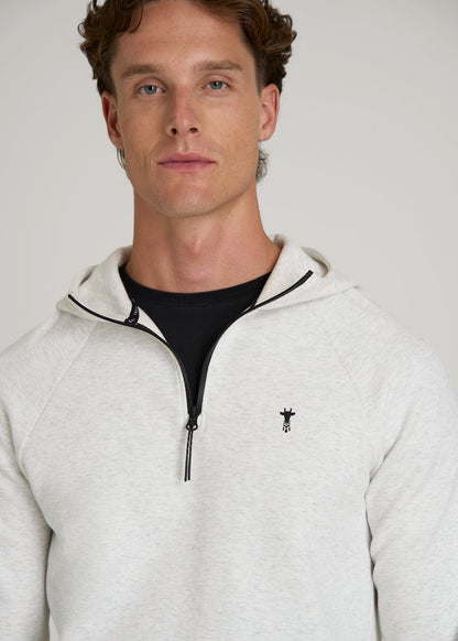 American Tall Men Tech Motion Fleece Hooded Popover for Tall Men in Heather Frost