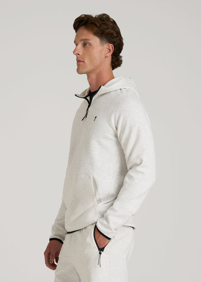 American Tall Men Tech Motion Fleece Hooded Popover for Tall Men in Heather Frost
