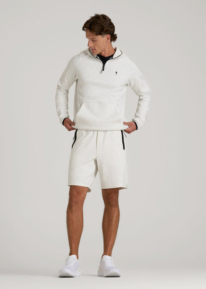 American Tall Men Tech Motion Fleece Hooded Popover for Tall Men in Heather Frost