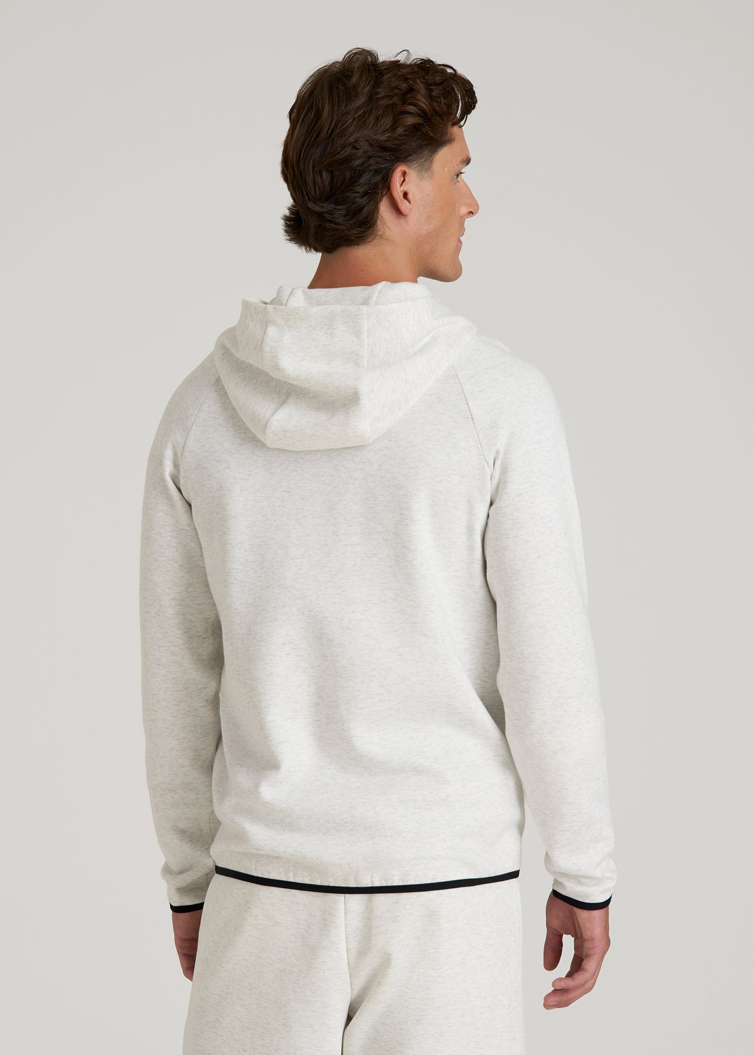 American Tall Men Tech Motion Fleece Hooded Popover for Tall Men in Heather Frost