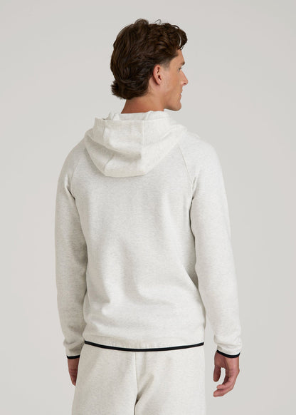 American Tall Men Tech Motion Fleece Hooded Popover for Tall Men in Heather Frost
