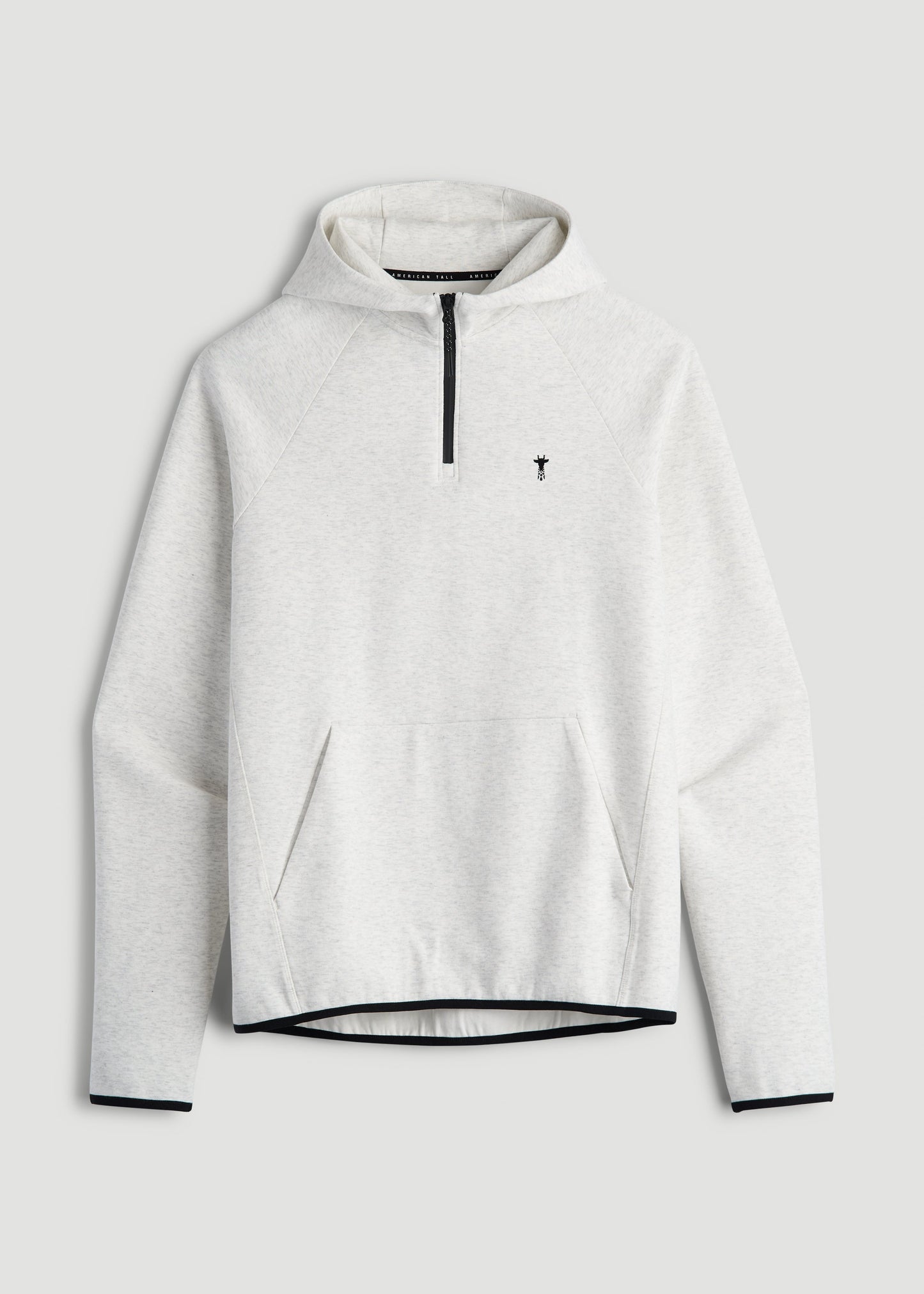 American Tall Men Tech Motion Fleece Hooded Popover for Tall Men in Heather Frost