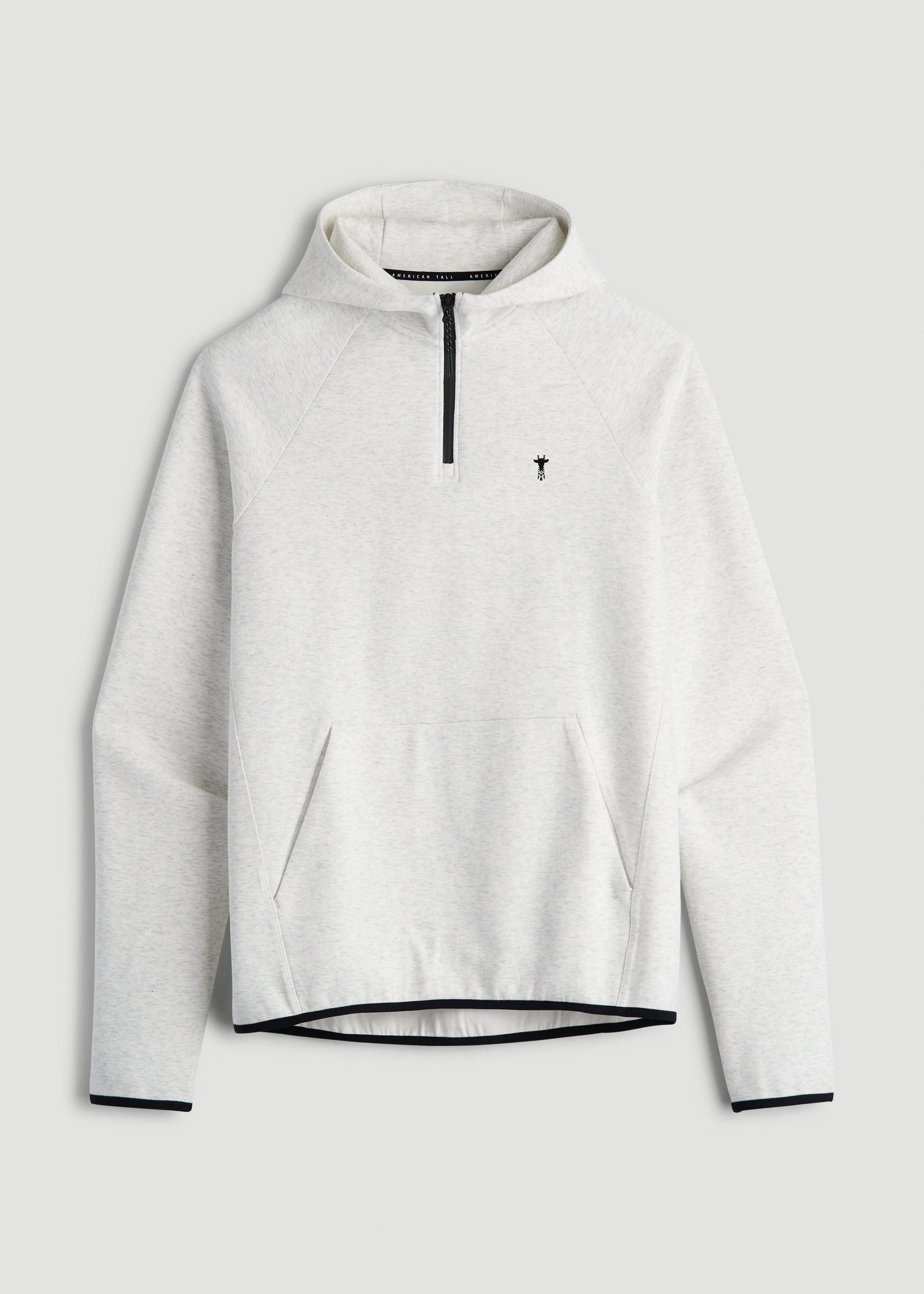 American Tall Men Tech Motion Fleece Hooded Popover for Tall Men in Heather Frost