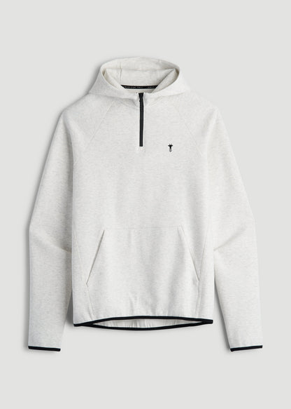 American Tall Men Tech Motion Fleece Hooded Popover for Tall Men in Heather Frost