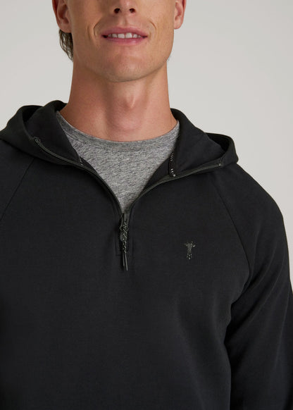 American Tall Men Tech Motion Fleece Hooded Popover for Tall Men in Black