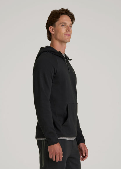 American Tall Men Tech Motion Fleece Hooded Popover for Tall Men in Black