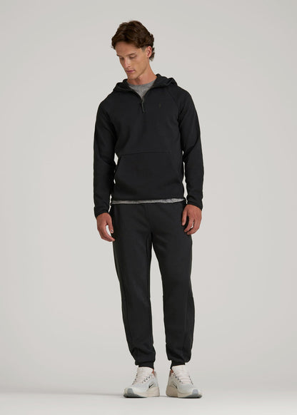 American Tall Men Tech Motion Fleece Hooded Popover for Tall Men in Black