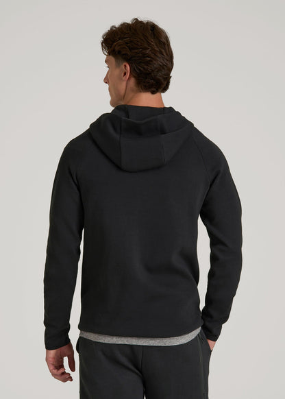 American Tall Men Tech Motion Fleece Hooded Popover for Tall Men in Black