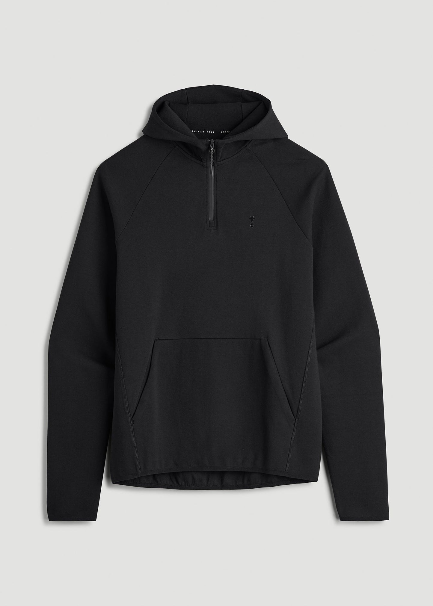 American Tall Men Tech Motion Fleece Hooded Popover for Tall Men in Black