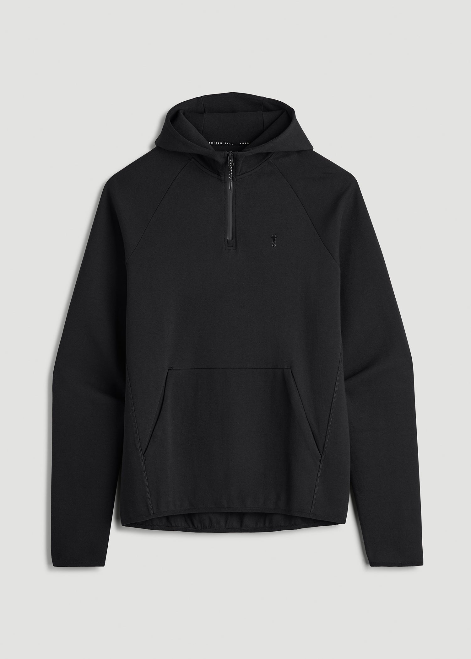 American Tall Men Tech Motion Fleece Hooded Popover for Tall Men in Black