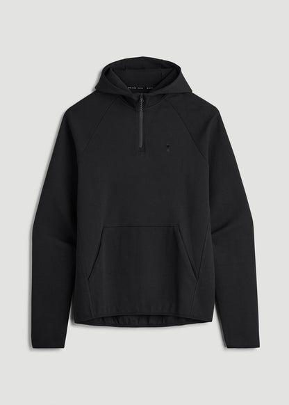 American Tall Men Tech Motion Fleece Hooded Popover for Tall Men in Black
