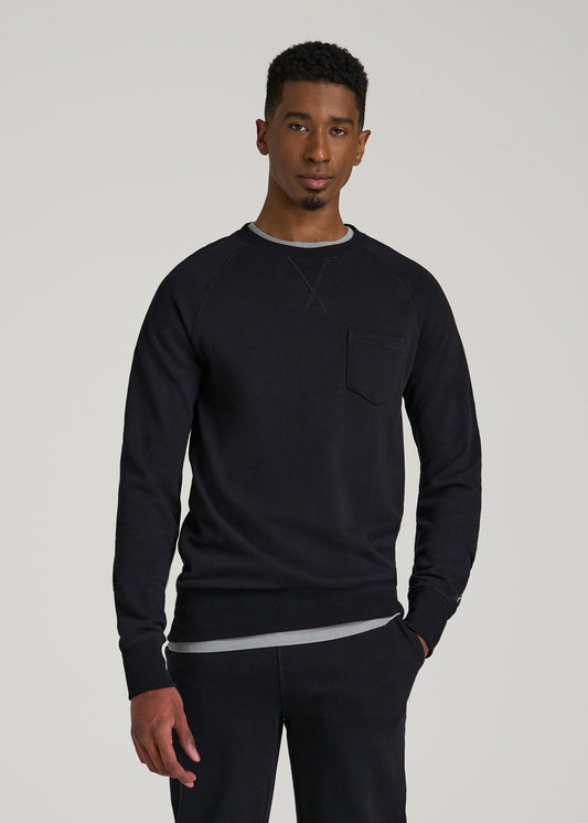 American Tall Men Wearever 2.0 French Terry Crewneck Sweatshirt for Tall Men in Black