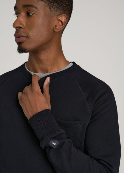 American Tall Men Wearever 2.0 French Terry Crewneck Sweatshirt for Tall Men in Black