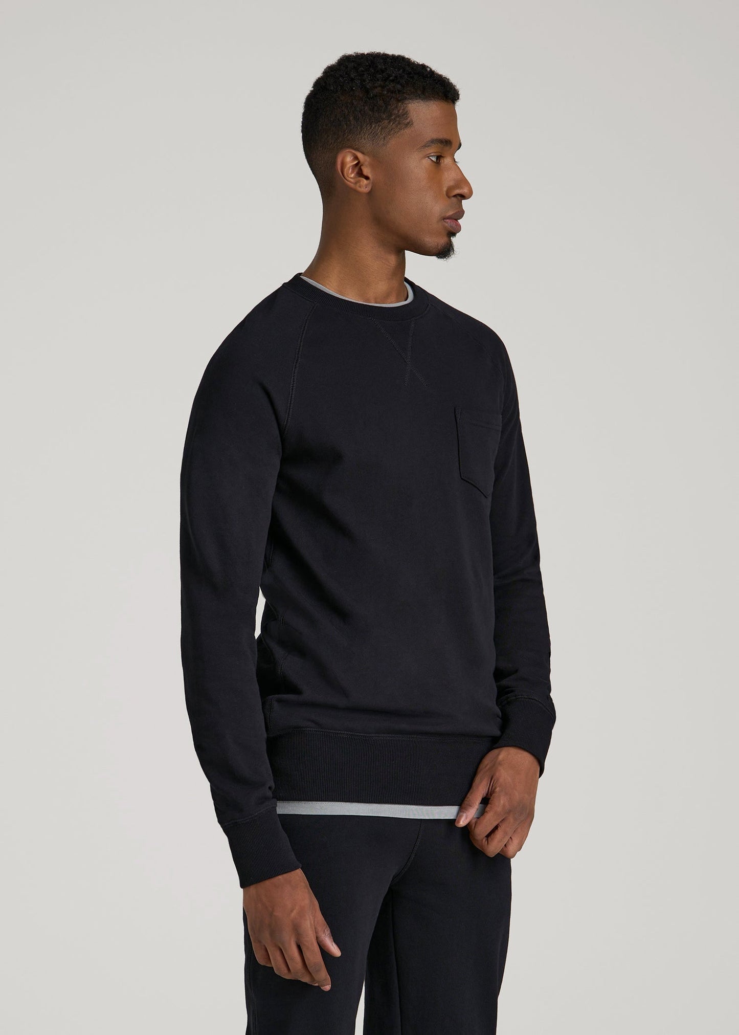 American Tall Men Wearever 2.0 French Terry Crewneck Sweatshirt for Tall Men in Black