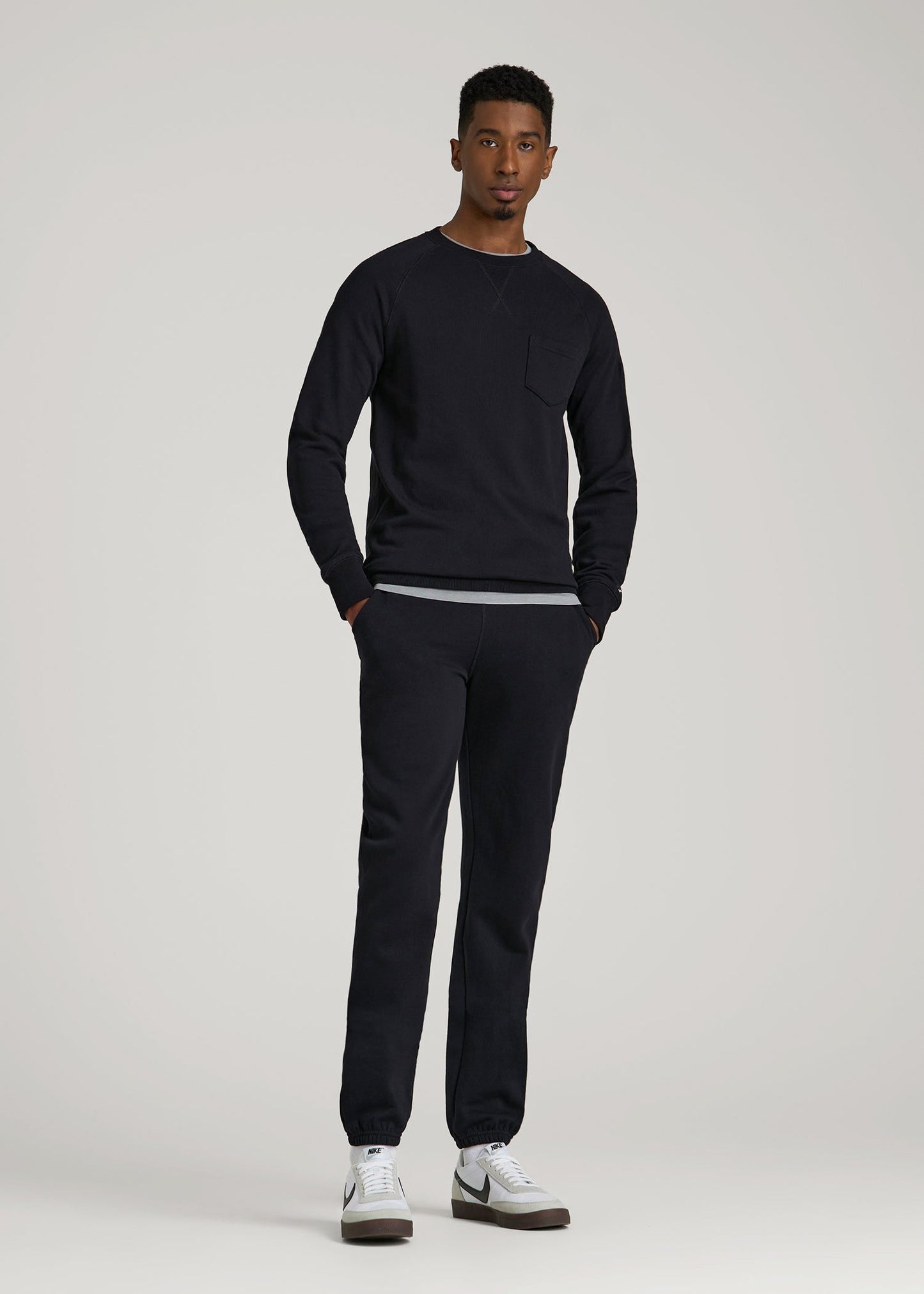 American Tall Men Wearever 2.0 French Terry Crewneck Sweatshirt for Tall Men in Black