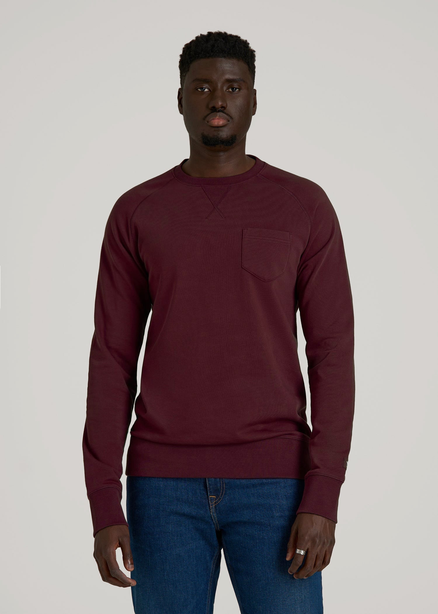 American Tall Men Wearever 2.0 French Terry Crewneck Sweatshirt for Tall Men in Tawny Port
