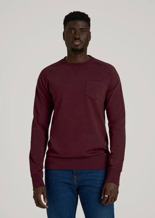 American Tall Men Wearever 2.0 French Terry Crewneck Sweatshirt for Tall Men in Tawny Port