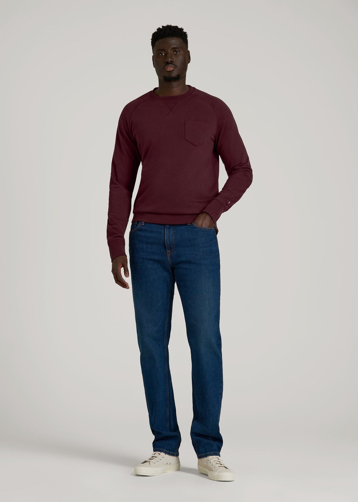 American Tall Men Wearever 2.0 French Terry Crewneck Sweatshirt for Tall Men in Tawny Port
