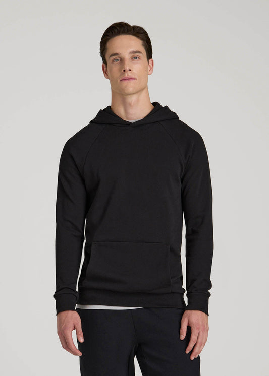 American Tall Men Wearever French Terry Raglan Hoodie for Tall Men in Black