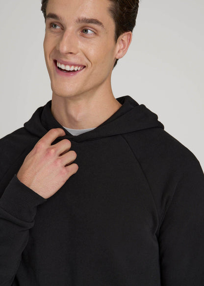 American Tall Men Wearever French Terry Raglan Hoodie for Tall Men in Black