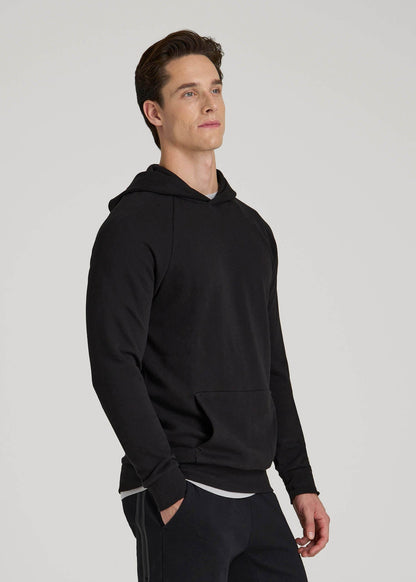 American Tall Men Wearever French Terry Raglan Hoodie for Tall Men in Black