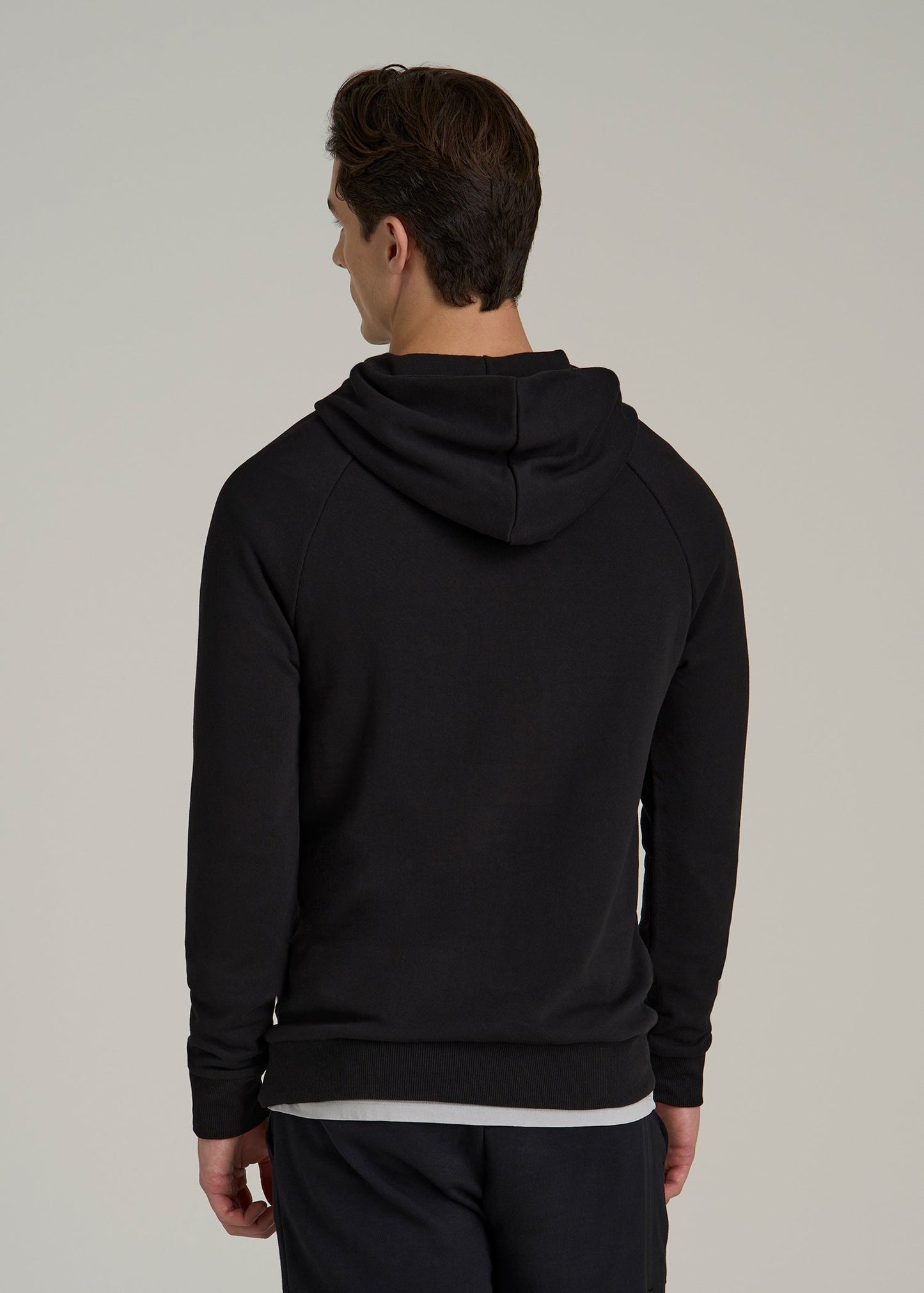 American Tall Men Wearever French Terry Raglan Hoodie for Tall Men in Black