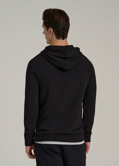 American Tall Men Wearever French Terry Raglan Hoodie for Tall Men in Black