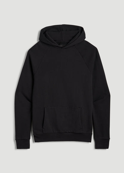 American Tall Men Wearever French Terry Raglan Hoodie for Tall Men in Black