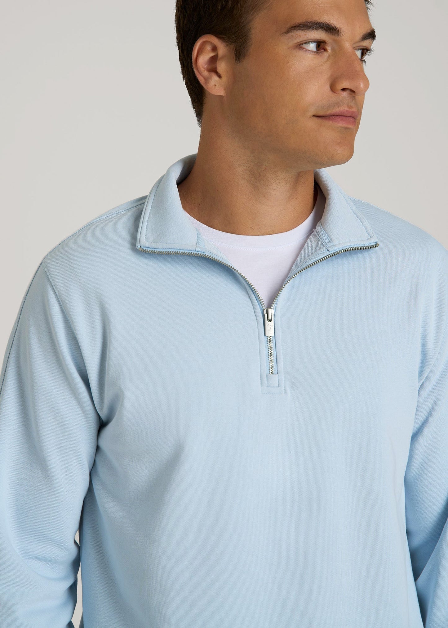 American Tall Men Wearever 2.0 French Terry Quarter-Zip Tall Men's Sweatshirt in Ice Blue