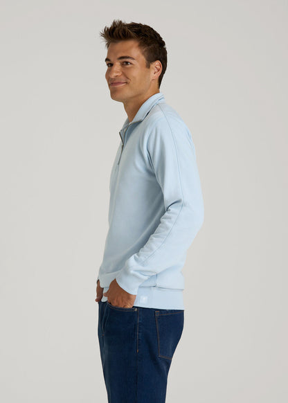 American Tall Men Wearever 2.0 French Terry Quarter-Zip Tall Men's Sweatshirt in Ice Blue