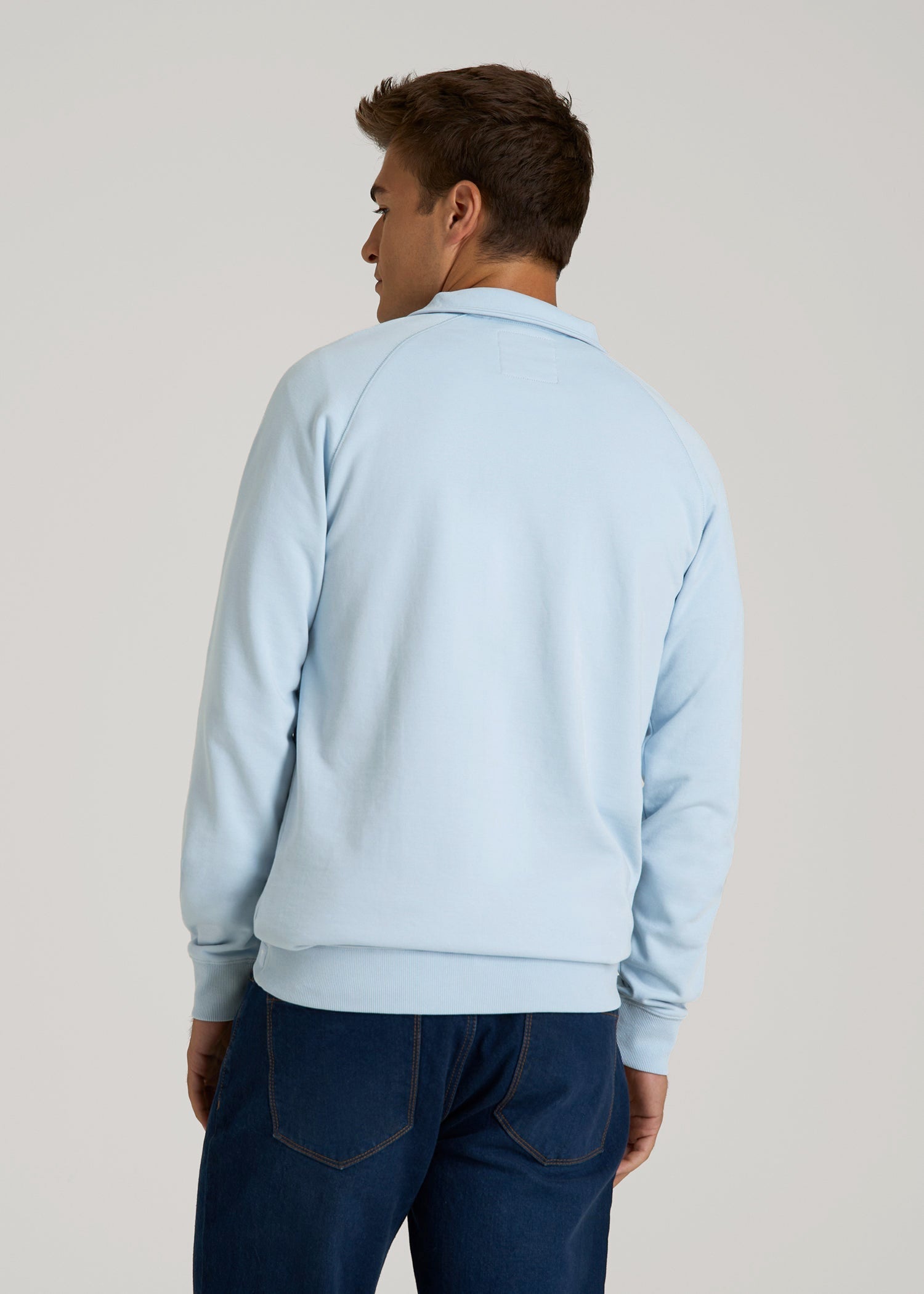American Tall Men Wearever 2.0 French Terry Quarter-Zip Tall Men's Sweatshirt in Ice Blue